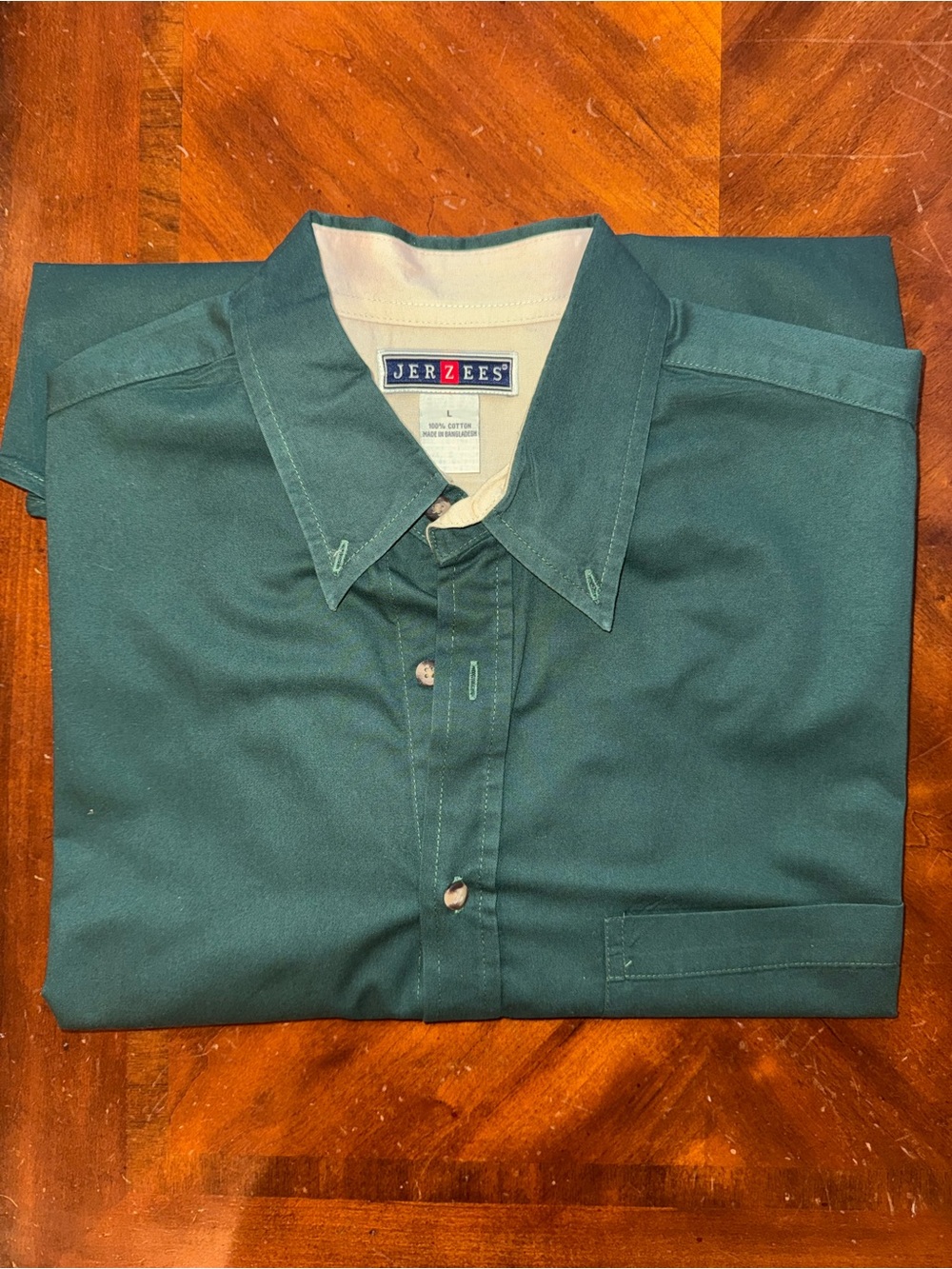 Jerzees Men’s Forest Green Button Down Long Sleeve Shirt